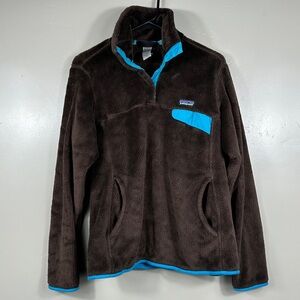 Patagonia Women's Re-Tool Snap-T Fleece Pullover Dark Brown / Blue Size Medium